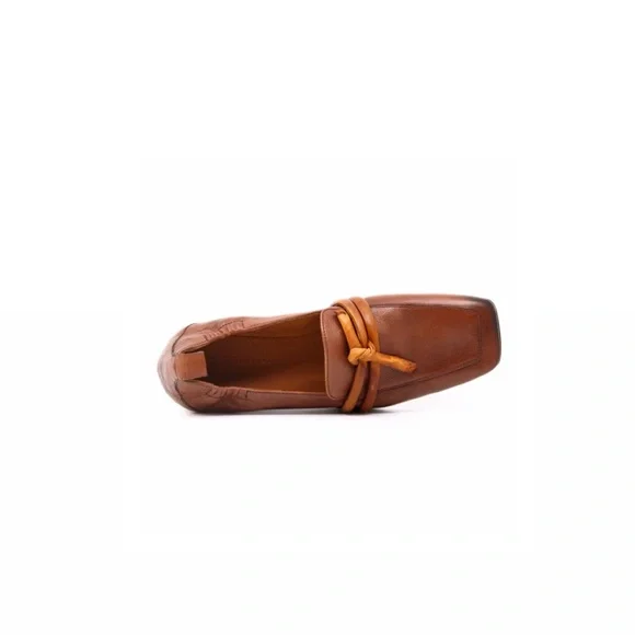 I.N.K. Shoes Leather Loafer with Ties - Cognac
